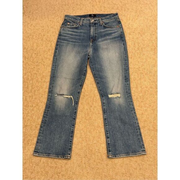 7 for All Mankind denim. Size 29. High waist and wide cropped leg. - Picture 1 of 9
